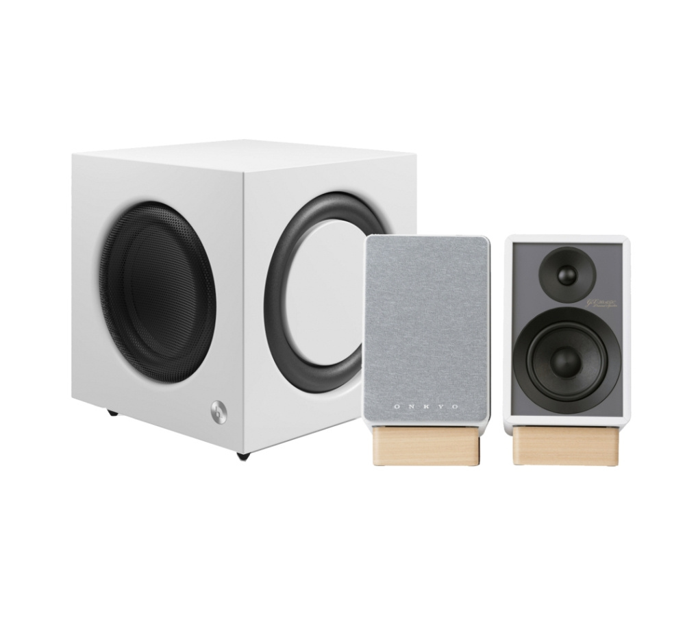 Onkyo GX-30ARC z Audio Pro SW-10, aktywny zestaw stereo 2.1 w kolorze białym