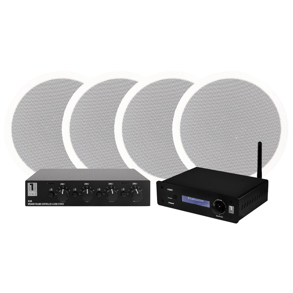 4-pak DLS IC611, 6,5” głośniki do zabudowy, System One SC4B i System One A50BT