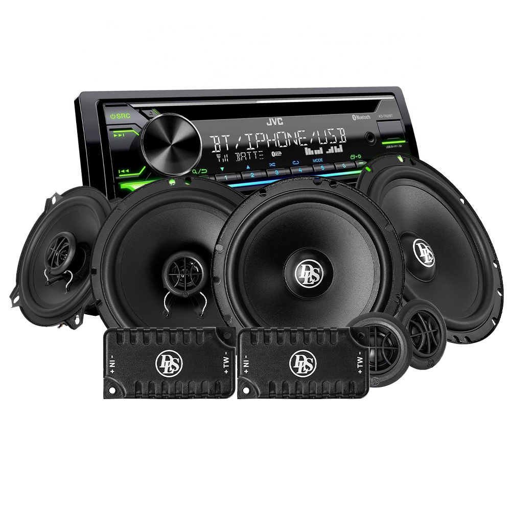 JVC KD-T922BT & zestaw przednich i tylnych głośników DLS PA, pakiet car audio