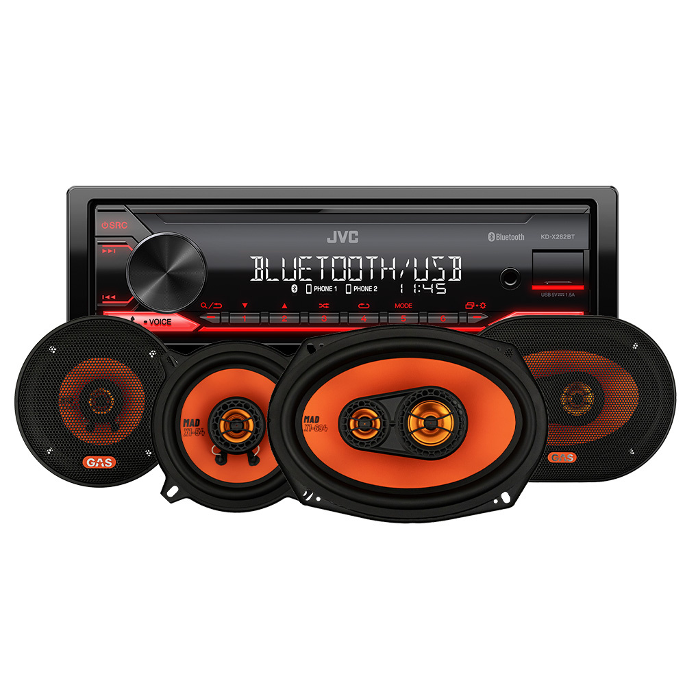 JVC KD-X282BT & głośniki GAS MAD X1, pakiet car audio