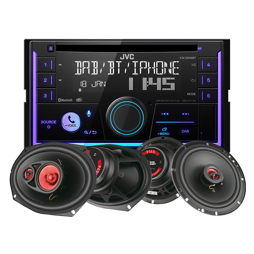 JVC KW-DB95BT & głośniki Bass Habit Play, pakiet car audio