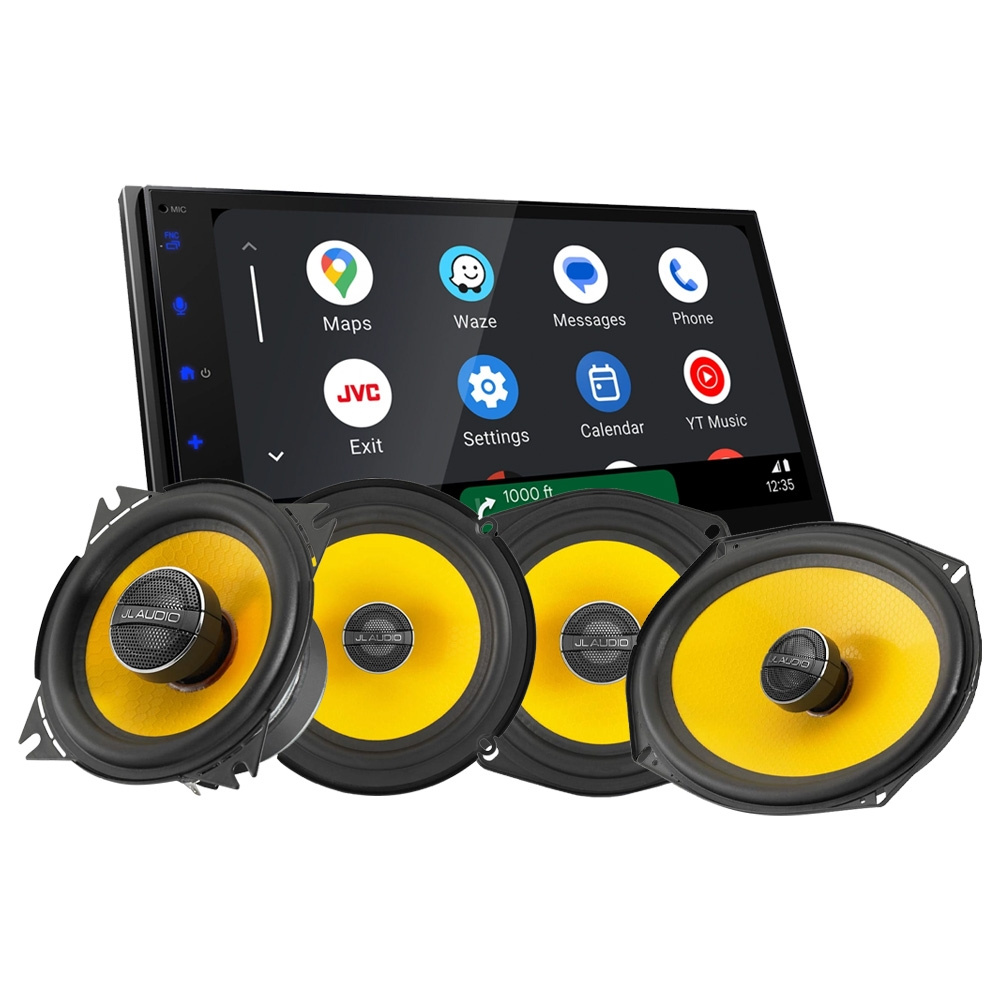 JVC KW-M695DBW z głośnikami koaksjalnymi JL Audio C1, pakiet car audio