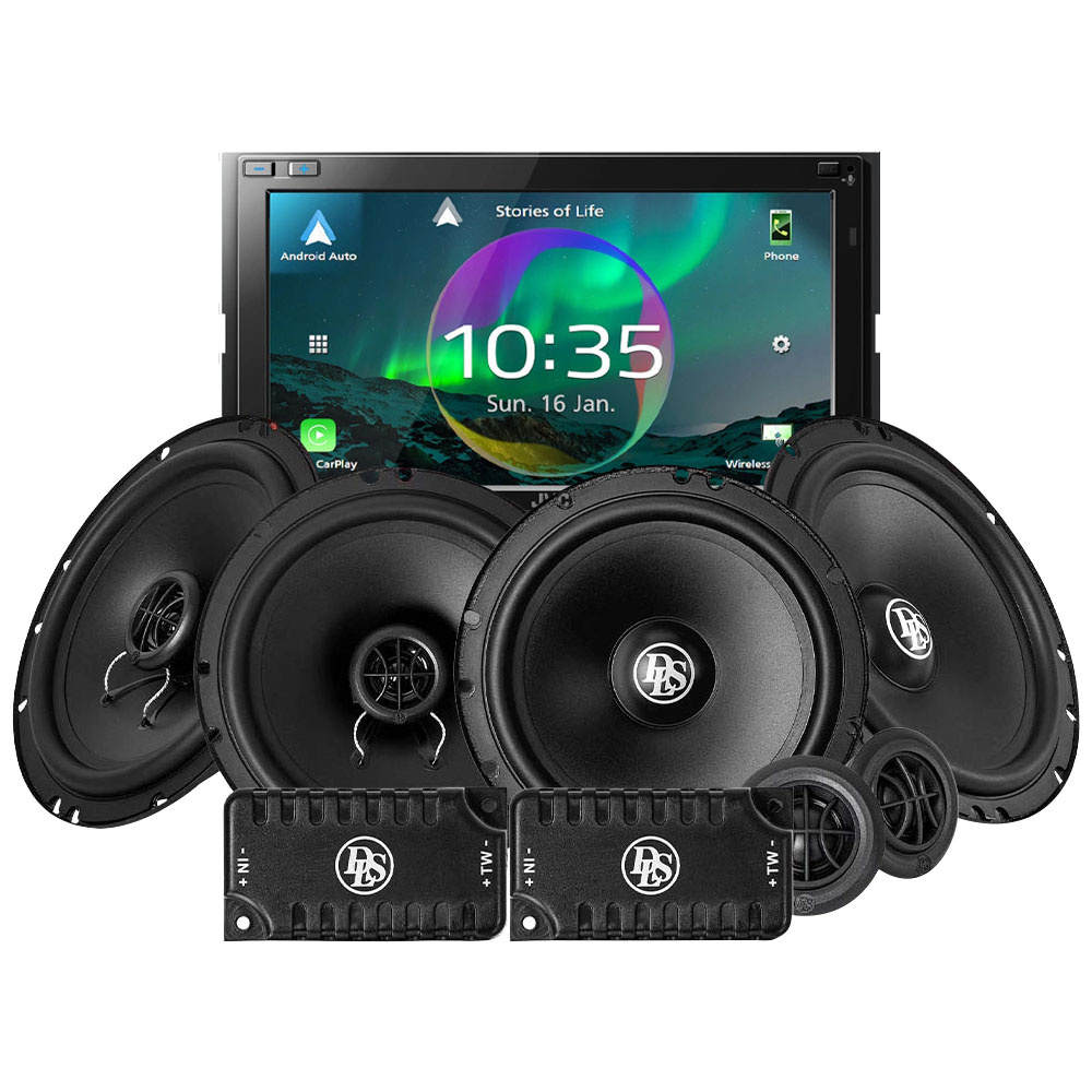 JVC KW-M875DBW z głośnikami DLS Performance, pakiet car audio