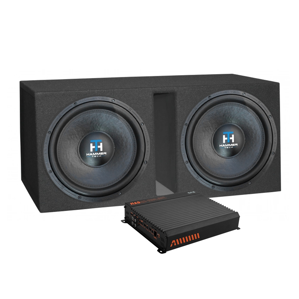 Pakiet basowy 2x15 z Hammer Tech LCW15V2D4 w skrzyni ze wzmacniaczem