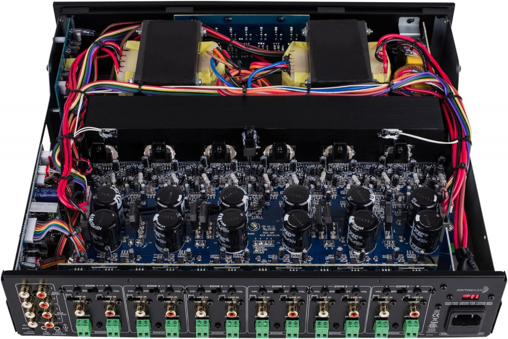 Dayton Audio MA1240 i 2 pary czarnych głośników zewnętrznych DLS MB5i