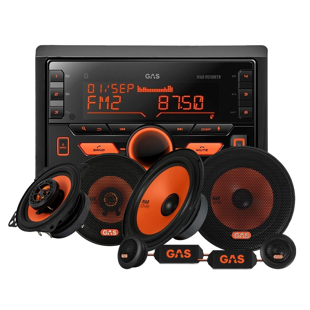 GAS MAD M210-BTR z głośnikami MAD K1 i X1, zestaw car audio