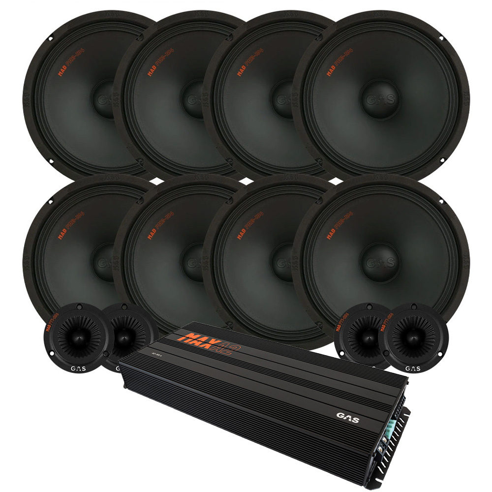 Zestaw 8 szt. GAS MAD PM2-104 z pakietem SPL PT1-254 ze wzmacniaczem, duży