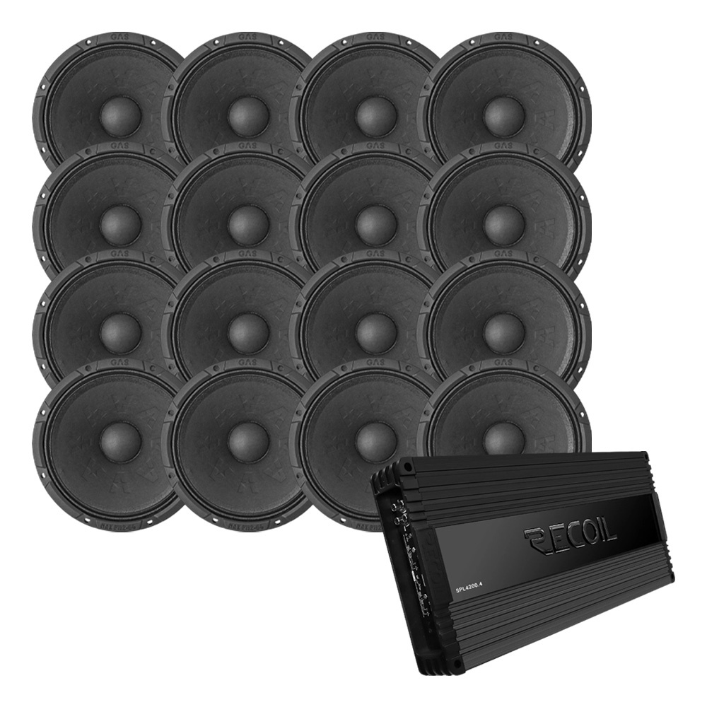 16-pack GAS MAX PM2-64 z Recoil SPL4200.4, zestaw SPL Large