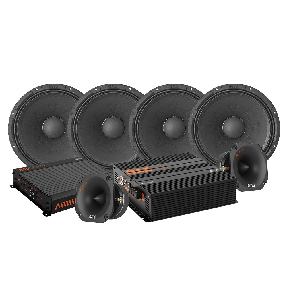 4-pak GAS MAX PM2-84 z PT2-384 i wzmacniaczem, pakiet SPL