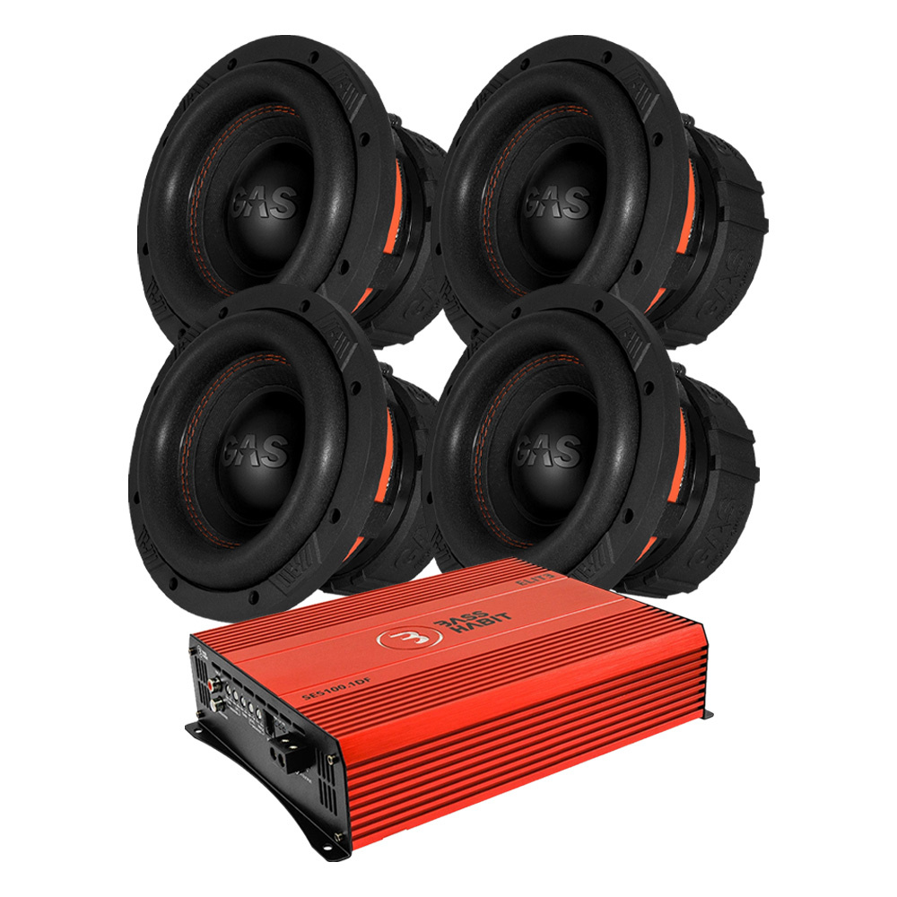 4-pak GAS MAX S1-8D1 & Bass Habit SPL ELITE 5100.1DF, pakiet basowy