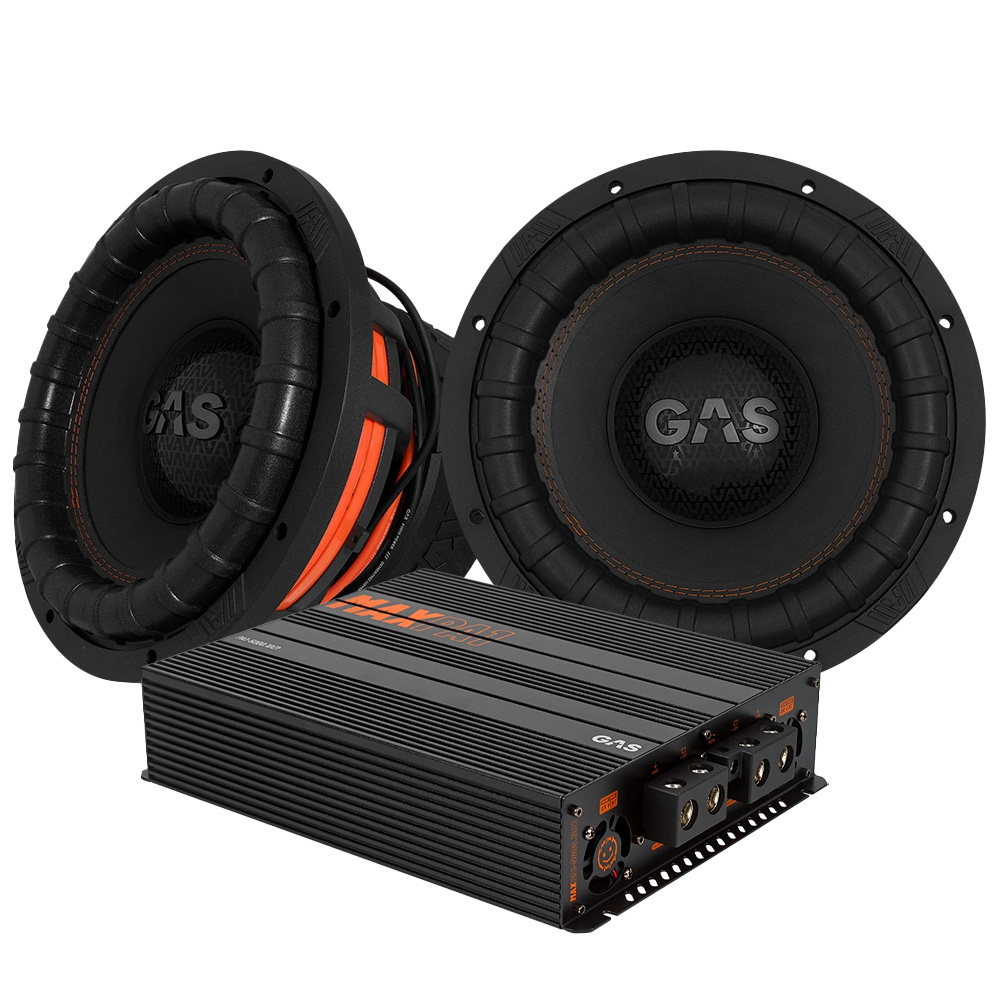 2-pak GAS MAX S2-12D1 z MAX PA1-5000.1DZ1, ciężki pakiet basowy