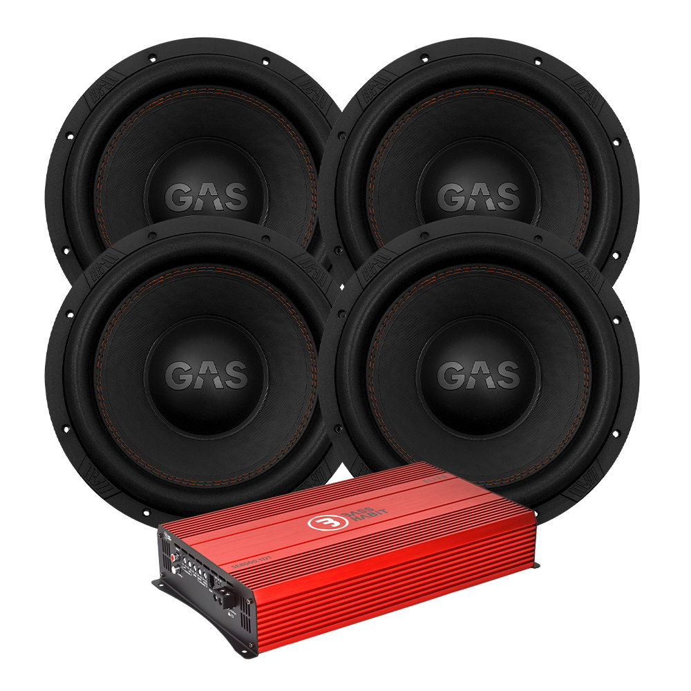 4-pak GAS MAX S1-12D2 z Bass Habit SE8000.1D1, pakiet basowy