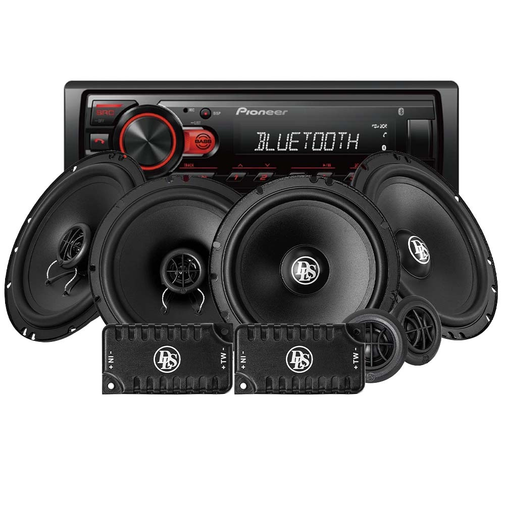 Pioneer MVH-230BT i przedni oraz tylny system DLS PA, zestaw car audio