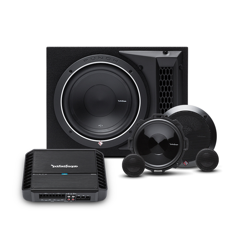 Rockford Fosgate P400X4 z 1x12 obudową basową + zestaw Punch