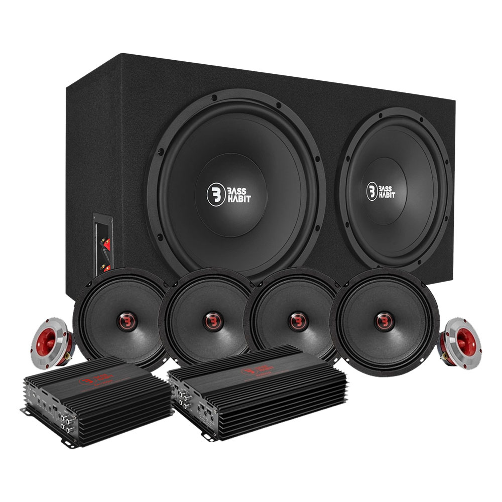Bass Habit PL212 z SR165M, pakiet SPL całościowy ze wzmacniaczem