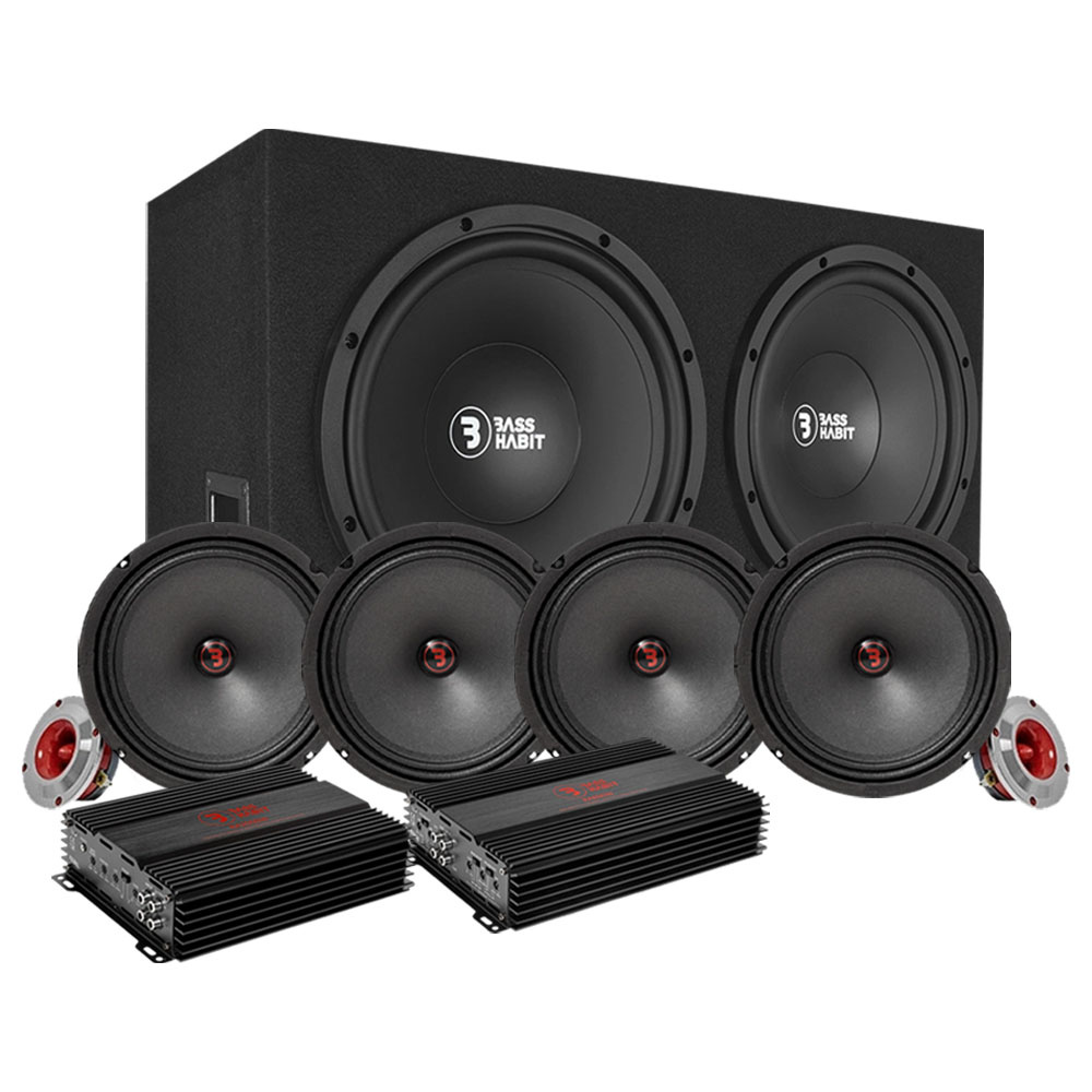 Bass Habit PL212 z SR200M, pakiet SPL całościowy ze wzmacniaczem