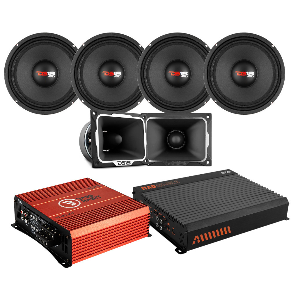 Zestaw 4 szt. DS18 PRO-X10.4M i TWX5, zestaw SPL ze wzmacniaczem