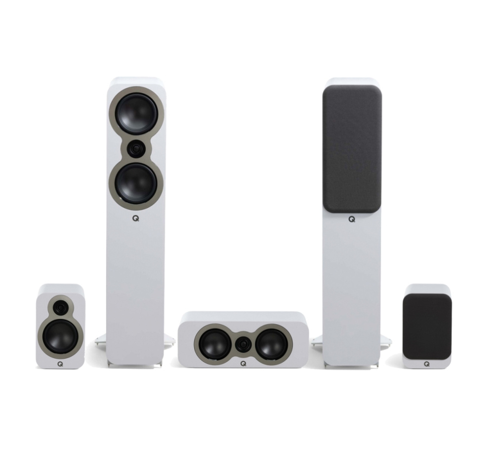 Pakiet głośników Q Acoustics 3050c 5.0 z centralnym i surround, biały