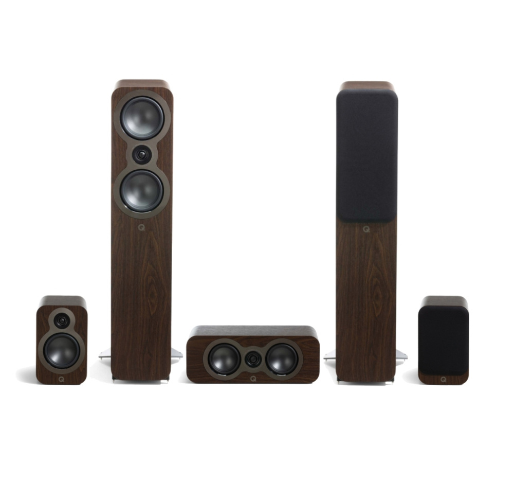 Pakiet głośników Q Acoustics 3050c 5.0 z centralnym i surround, orzech