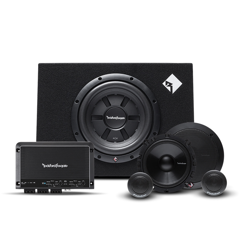 Rockford Fosgate R250X4 z obudową basową R2S-1X10 i zestawem Prime