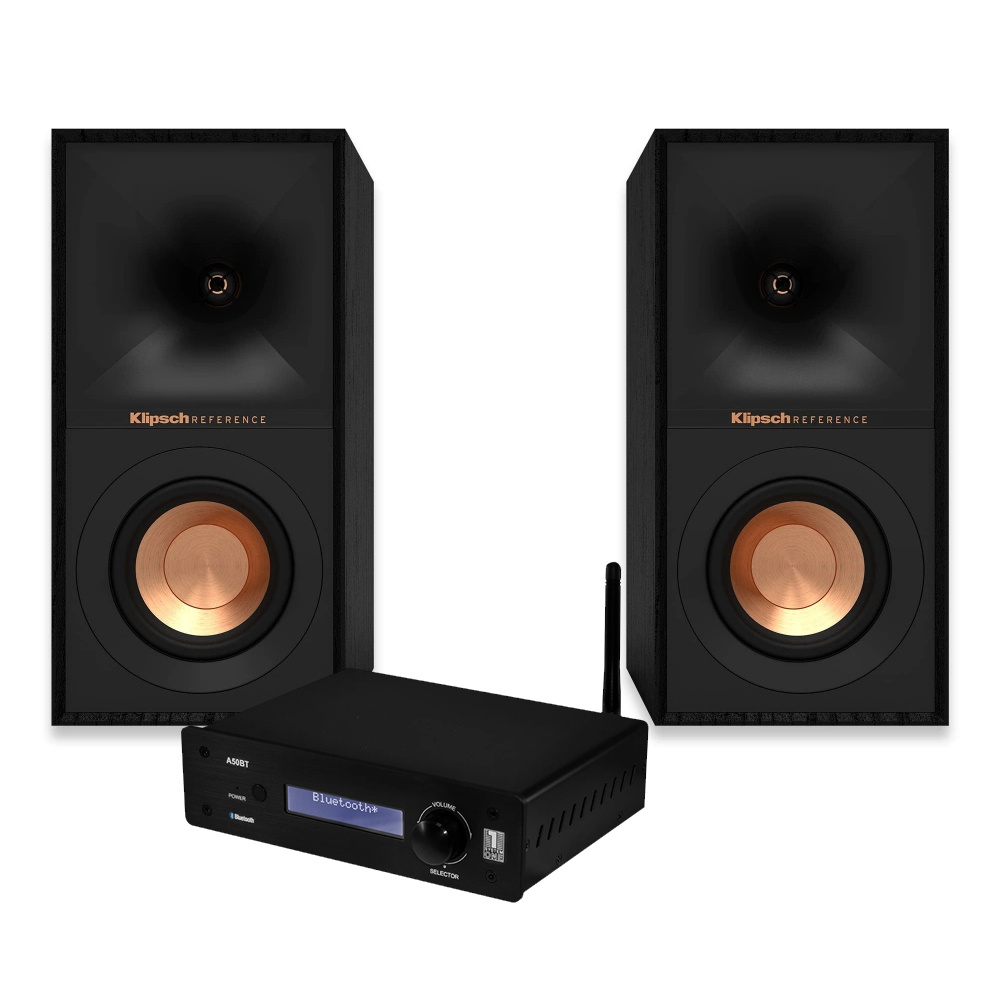 System One A50BT i Klipsch R-40M, zestaw stereo, czarny