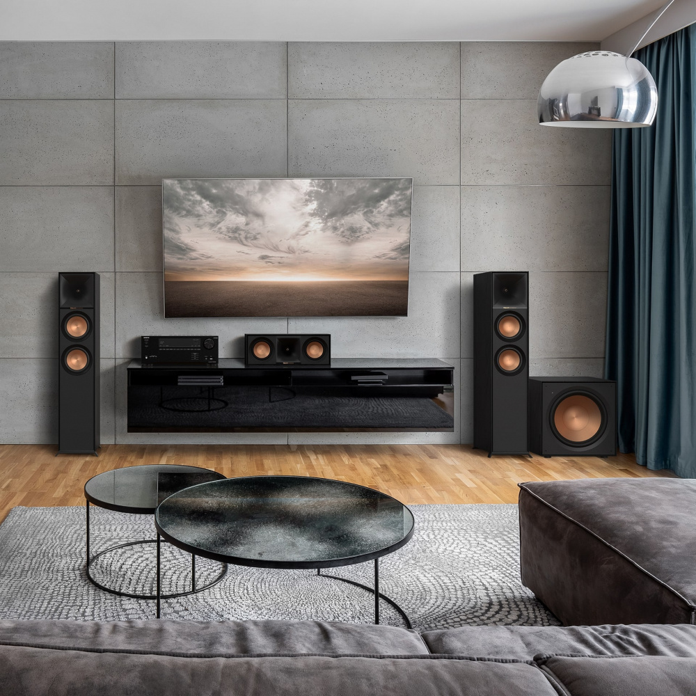 Klipsch R-50M i R-121SW, zestaw głośników 2.1, czarny