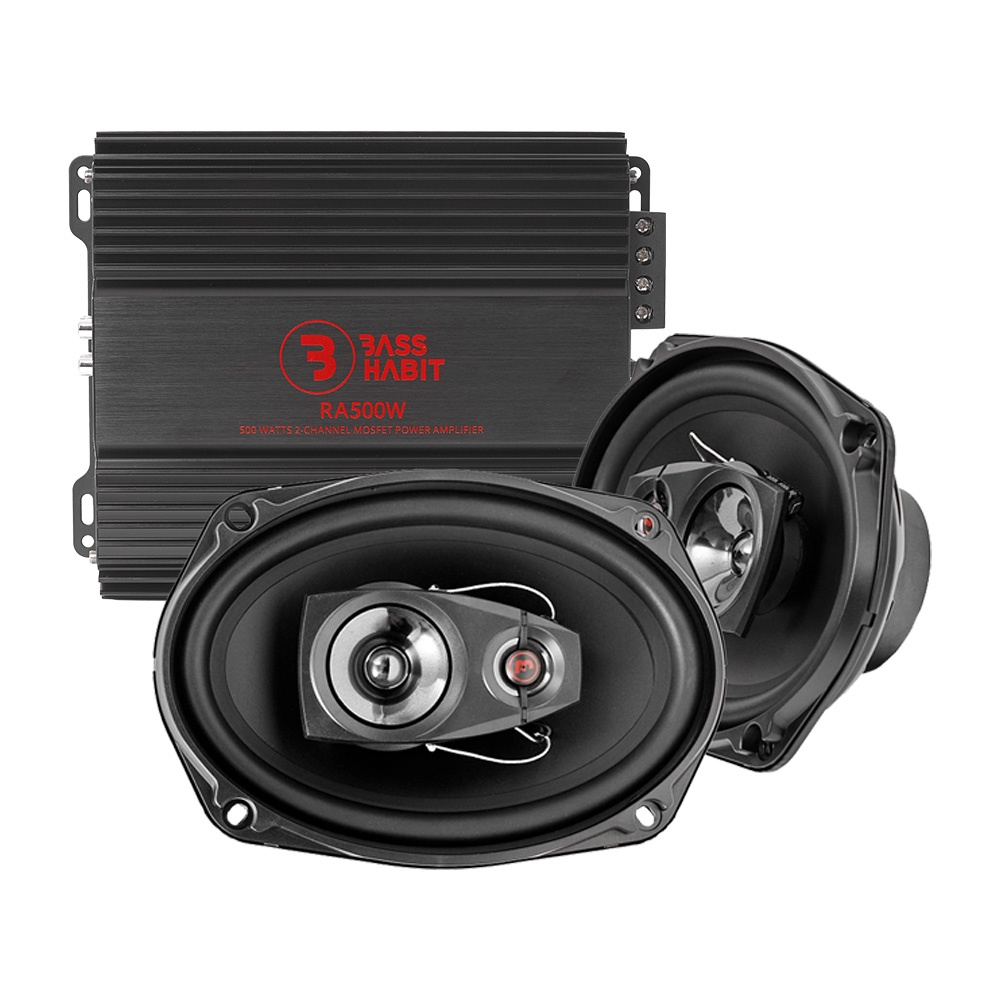 Bass Habit R690 z RA500W, zestaw na półkę tylnej szyby