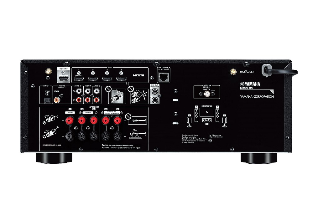 Yamaha RX-V4A i Klipsch Reference R-50M, zestaw kina domowego 5.1, czarny