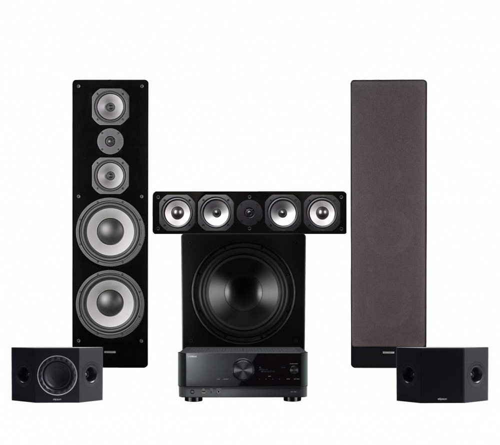 Yamaha RX-V6A i Dynavoice Challenger M-105 EX v.4 Facet zestaw kina domowego 5.1, czarny