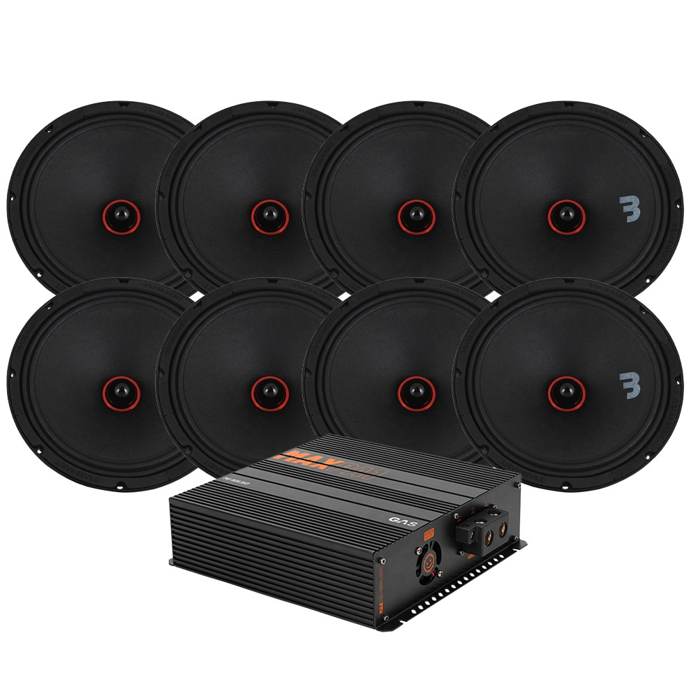 8-pak Bass Habit SE250M z GAS MAX PA1-1500.2DZ1, pakiet SPL