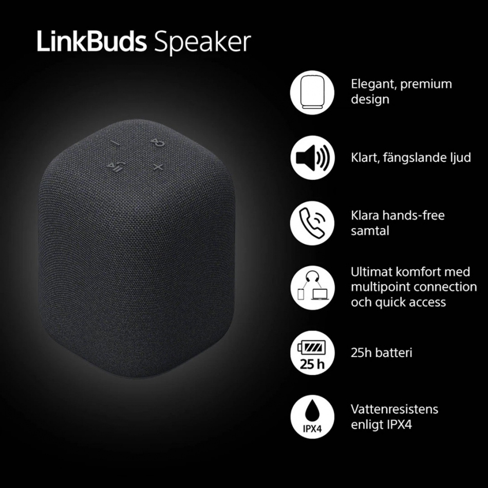 2-pak Sony LinkBuds Speaker bezprzewodowy przenośny głośnik z Bluetooth, czarny