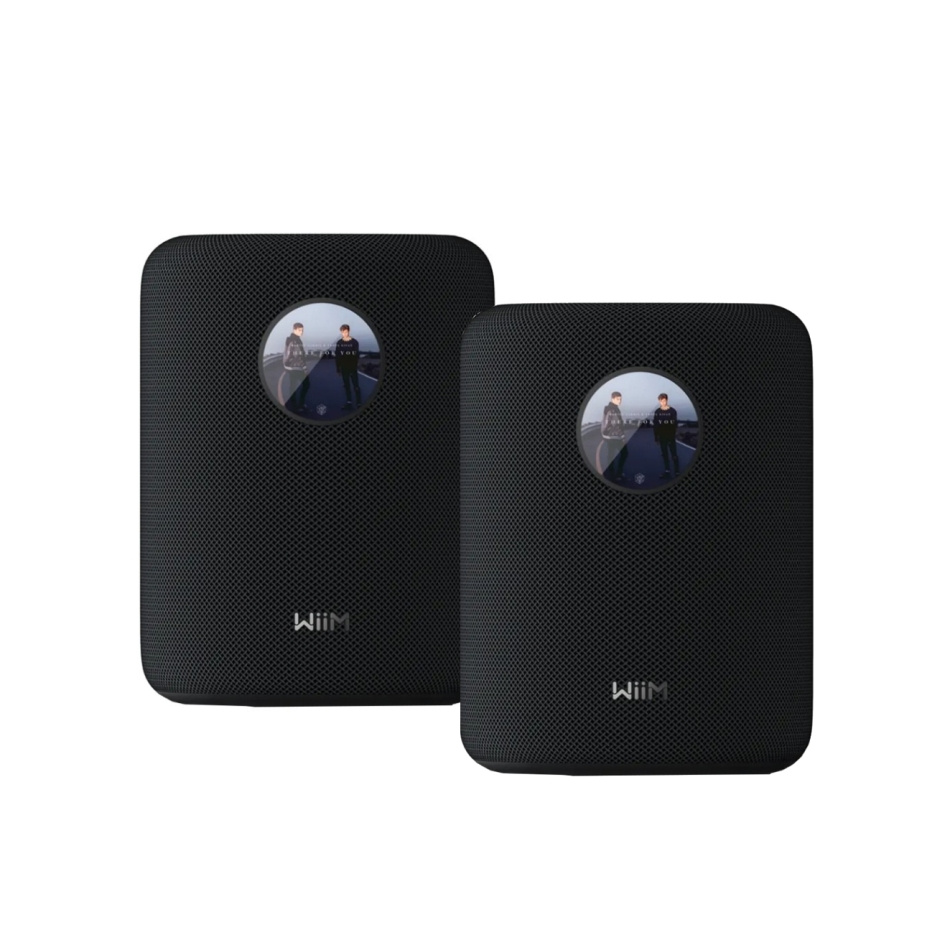 2-pack inteligentnych głośników WiiM Sound z ekranem, czarny