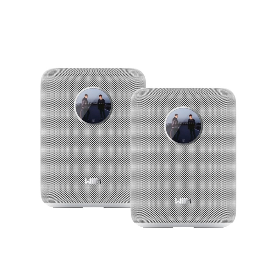 2-pack inteligentnych głośników WiiM Sound z ekranem, biały